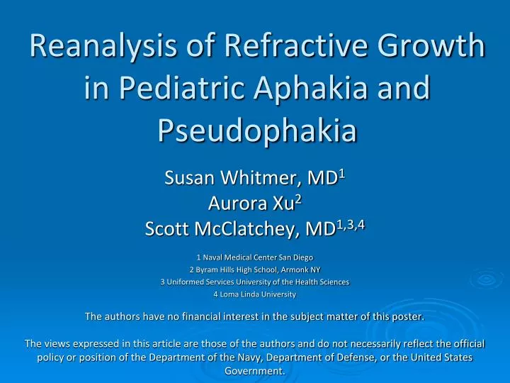 ppt reanalysis of refractive growth in pediatric aphakia and pseudophakia