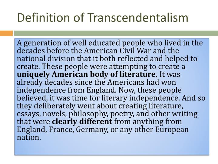 characteristics of transcendentalism in american literature