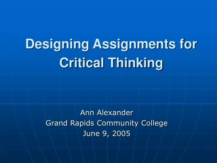 Critical Thinking Ppt Presentation