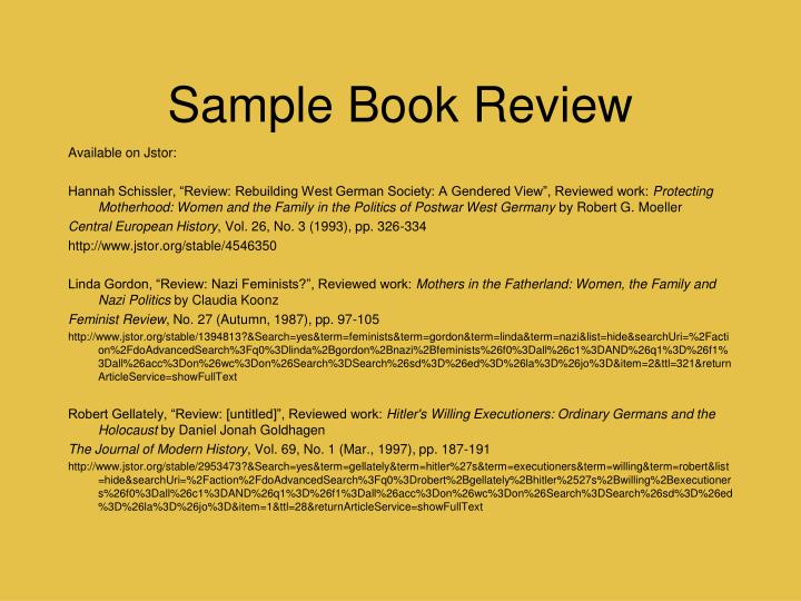 Sample book reviews