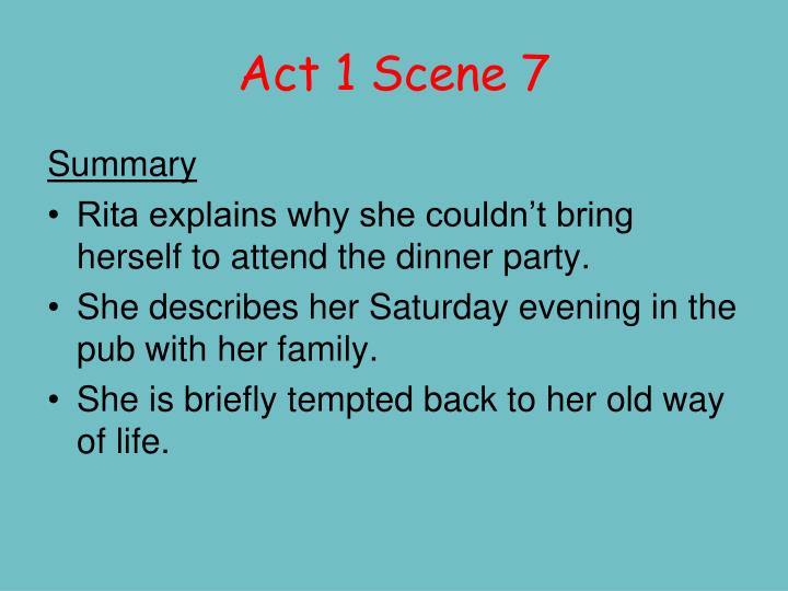 educating rita act 1 scene 2 Transcript of educating rita- act 1 -scene 6 confusion/ humor: “it is (a tragedy) for the poor sod under the tree” –p 41 rita’s limitations s c e n e 6 . educating rita act 1 scene 2 Transcript of educating rita- act 1 -scene 6 confusion/ humor: “it is (a tragedy) for the poor sod under the tree” –p 41 rita’s limitations s c e n e 6 .