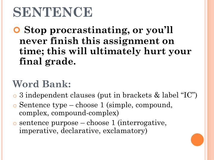 procrastination in some sentence procrastination inside the sentence