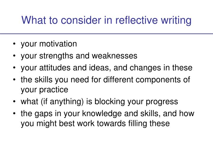 Reflective writing powerpoint presentations