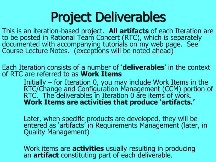 Example Of A Technology Project Deliverable