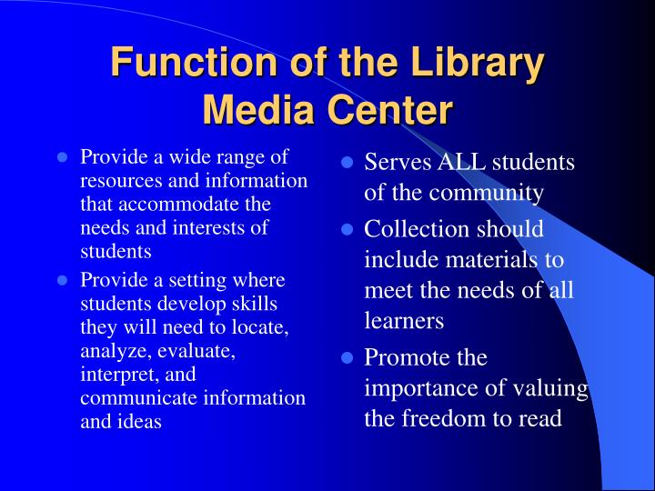 what are the functions of a school library