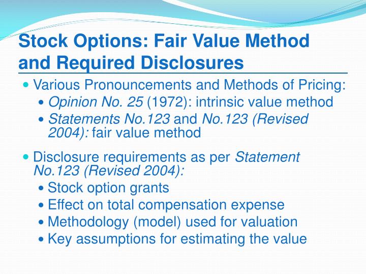 intrinsic value fair value stock options