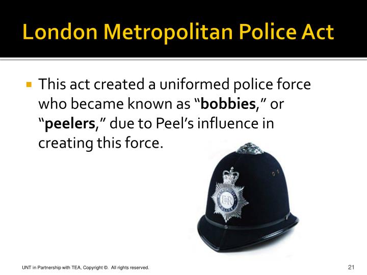 the metropolitan police act of 1829 London's metropolitan police, established in 1829, led to the establishment of local police forces elsewhere. the metropolitan police act of 1829 London's metropolitan police, established in 1829, led to the establishment of local police forces elsewhere.