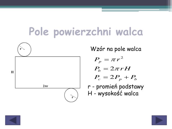 Wzór Na Pole Powierzchni Walca PPT - Bryły PowerPoint Presentation - ID:5753582