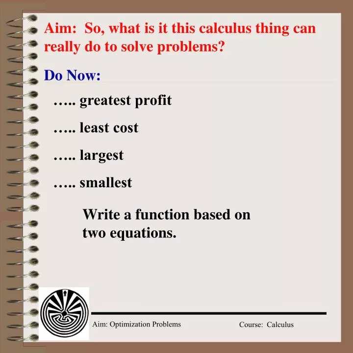 Solving optimization problems in calculus