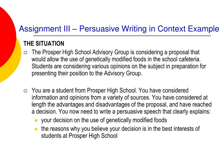 persuasive writing essay assignment Essay writing is an obligatory academic assignment, regardless of course of for example, narrative essays tell stories from first person while persuasive or. persuasive writing essay assignment Essay writing is an obligatory academic assignment, regardless of course of for example, narrative essays tell stories from first person while persuasive or.