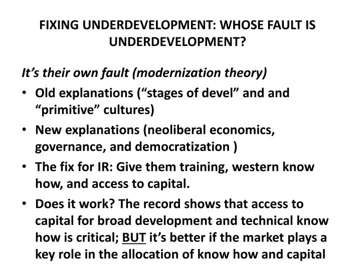 understanding underdevelopment understanding underdevelopment