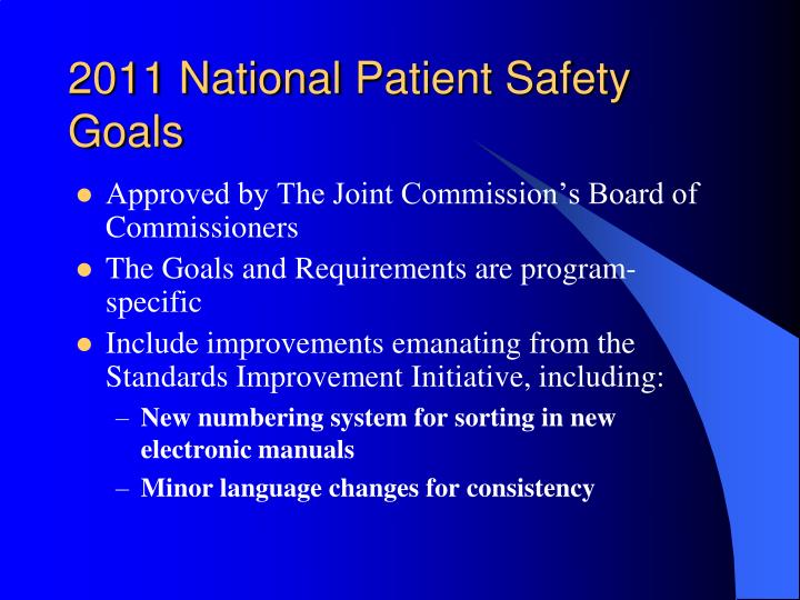 PPT National Patient Safety Goals PowerPoint Presentation ID5865177