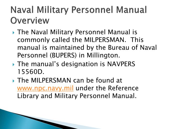PPT Naval Military Personnel Manual aka “MILPERSMAN” PowerPoint