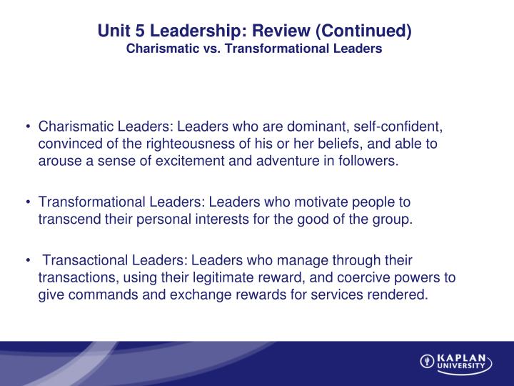 compare and contrast transformational leadership to charismatic leadership compare and contrast transformational leadership to charismatic leadership