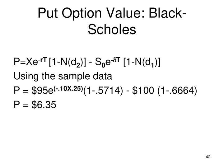 Valuation of stock options black scholes