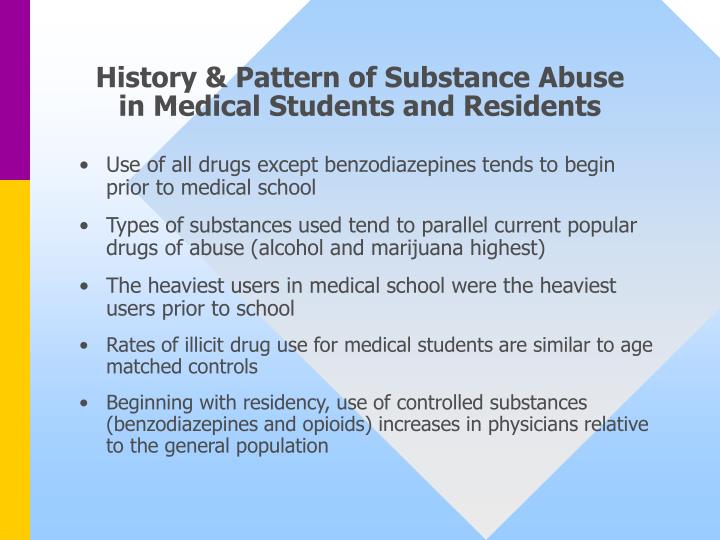 history of drug and alcohol abuse Alcoholism, substance abuse a history of childhood physical or sexual abuse the important role a doctor can play in one's recovery from alcohol or drug abuse. history of drug and alcohol abuse Alcoholism, substance abuse a history of childhood physical or sexual abuse the important role a doctor can play in one's recovery from alcohol or drug abuse.