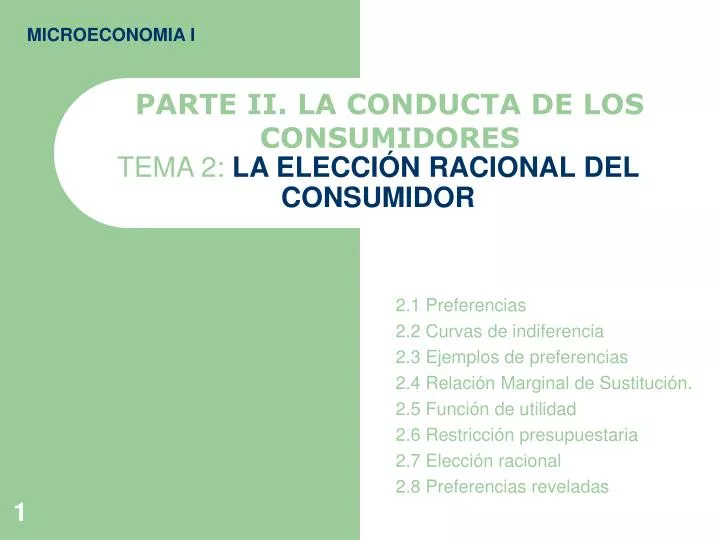 PPT TEMA 2 LA ELECCI ÓN RACIONAL DEL CONSUMIDOR PowerPoint