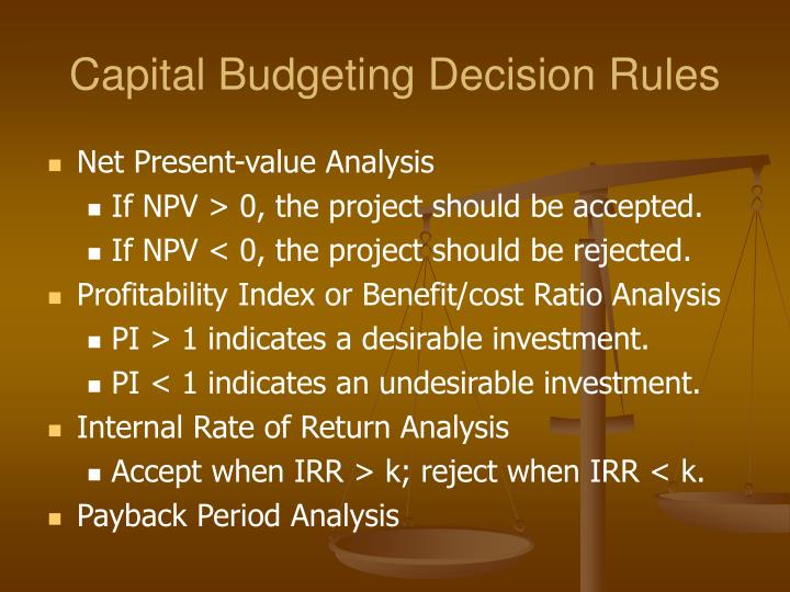 Capital Budgeting Decision An Argument