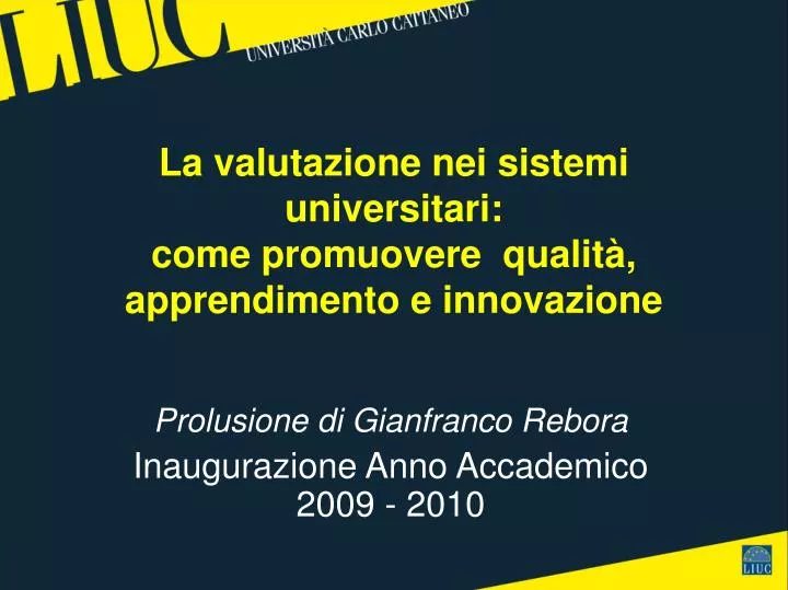 PPT La valutazione nei sistemi universitari come promuovere qualità