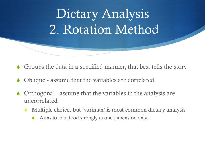 dietary analysis Nutrition analysis refers to the process of determining the nutritional content of foods and food products the process can be performed through a variety of certified methods. dietary analysis Nutrition analysis refers to the process of determining the nutritional content of foods and food products the process can be performed through a variety of certified methods.