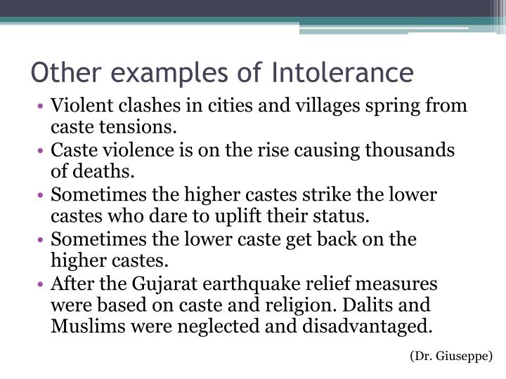 Example Of Intolerance In Today