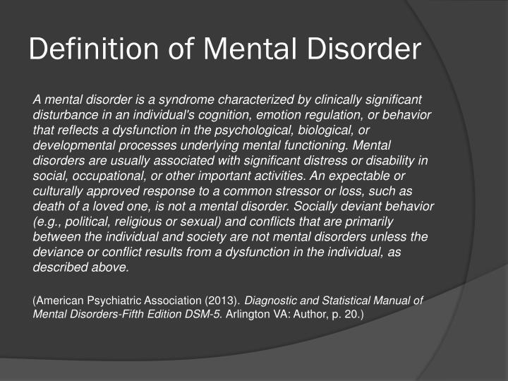 Definition Of Mental Disorder