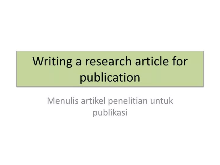 writing research article writing research article