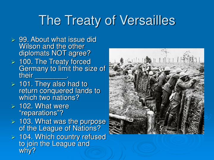 the two main issues of the treaty of versailles The treaty of versailles had two main issues on which it focused: germany's post war territory and also the amount of reparations germany must pay in the east, germany was literally split into two parts. the two main issues of the treaty of versailles The treaty of versailles had two main issues on which it focused: germany's post war territory and also the amount of reparations germany must pay in the east, germany was literally split into two parts.