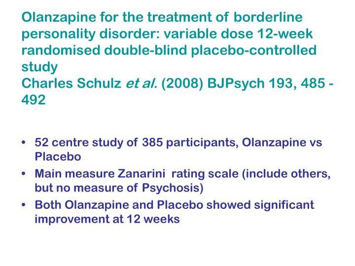 olanzapine treatment borderline personality disorder