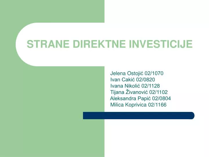 Ppt Strane Direktne Investicije Powerpoint Presentation Free