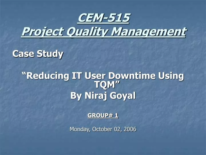 case study total quality management Total quality management manage the little details without losing sight of the big picture in order to achieve total quality in this case study. case study total quality management Total quality management manage the little details without losing sight of the big picture in order to achieve total quality in this case study.