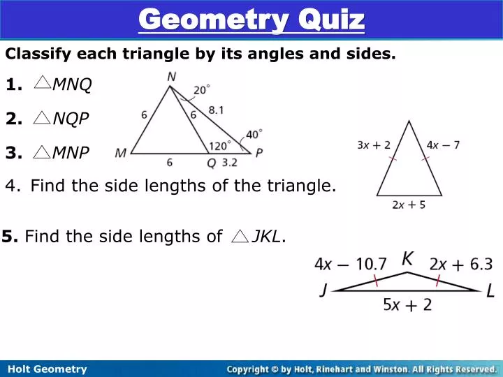 Ppt Classify Each Triangle By Its Angles And Sides 1