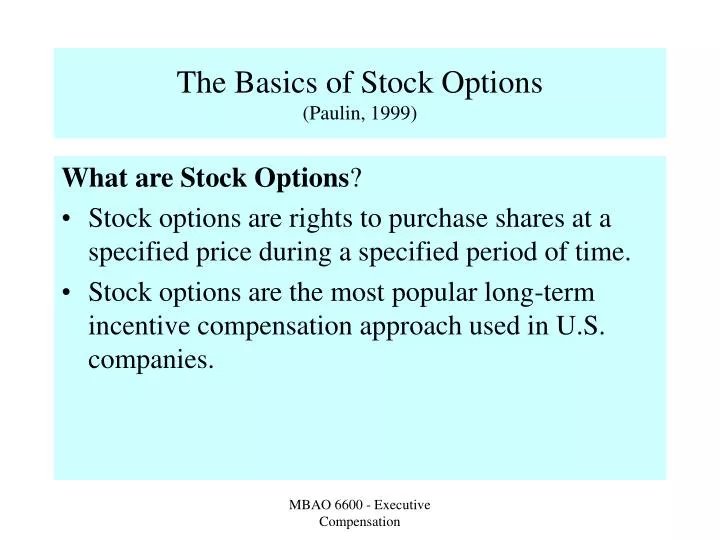 Stock options basis