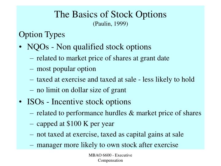 Stock options basis