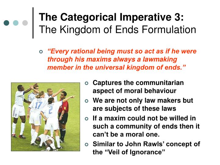 three formulations of the categorical imperative essay Third, kant talks of our ability to make choices and decisions as 'the will' kant gives a second formulation of the categorical imperative, known as the. three formulations of the categorical imperative essay Third, kant talks of our ability to make choices and decisions as 'the will' kant gives a second formulation of the categorical imperative, known as the.