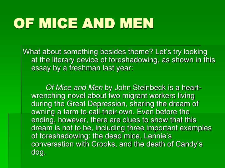 Of mice and men and the great depression essay