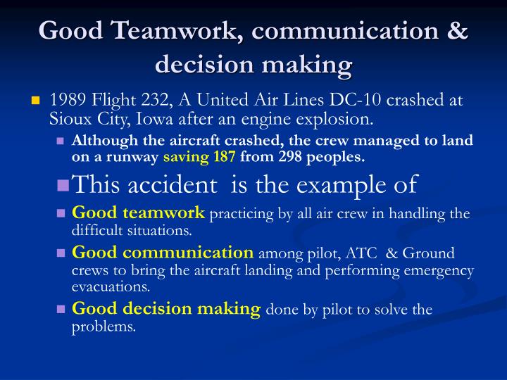 good example of teamwork