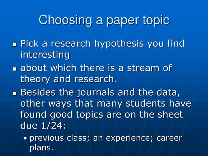 Choosing a topic for an essay
