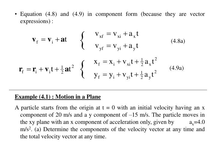 Ppt Chapter 4 Motion In Two Dimensions 1 The Displacement 4 8a