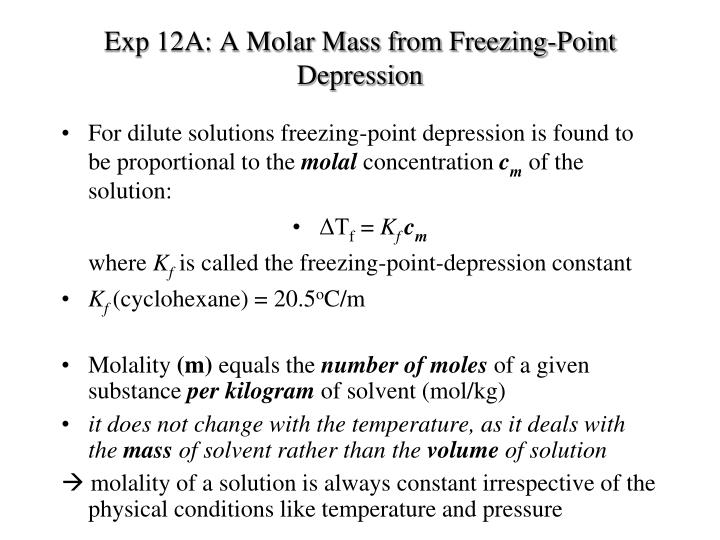 Ppt Exp A A Molar Mass From Freezing Point Depression Powerpoint