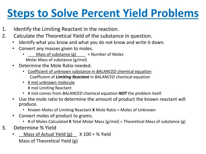 Steps To Solving Stoichiometry Problems