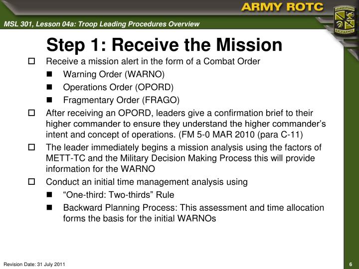 PPT Troop Leading Procedures Overview PowerPoint Presentation ID