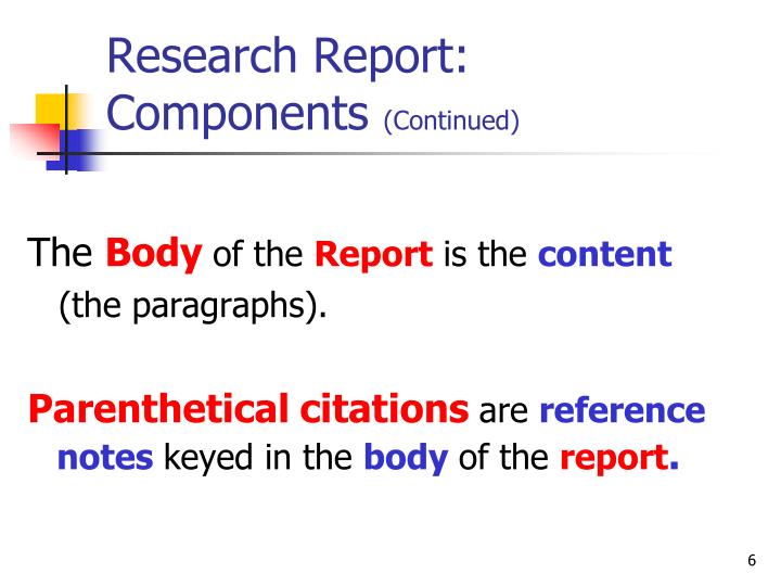 Components of good research report