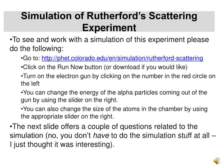 Rutherford experiment simulation