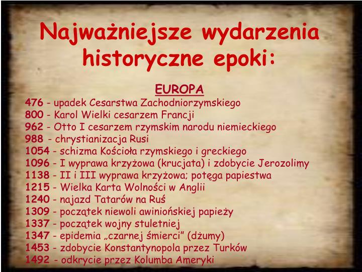 Epoki Historyczne Od Kiedy Do Kiedy PPT - Średniowiecze PowerPoint Presentation - ID:6956550