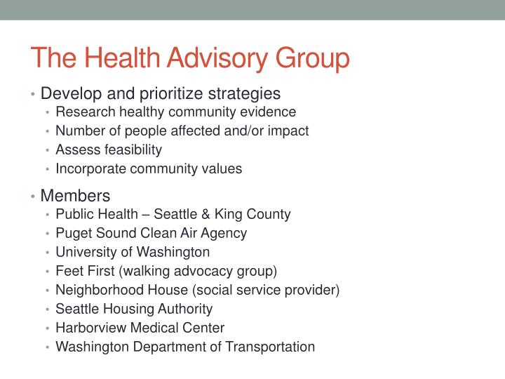 Health advisory group Health advisory group consider