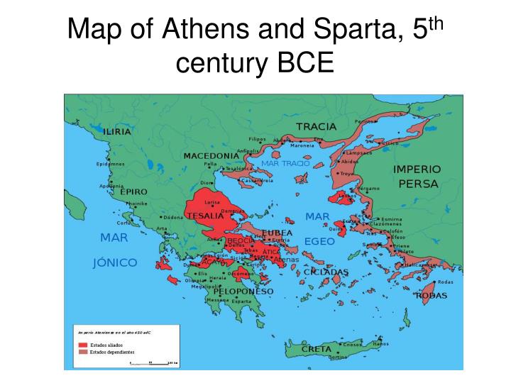 PPT - Map of Athens and Sparta, 5 th century BCE PowerPoint 