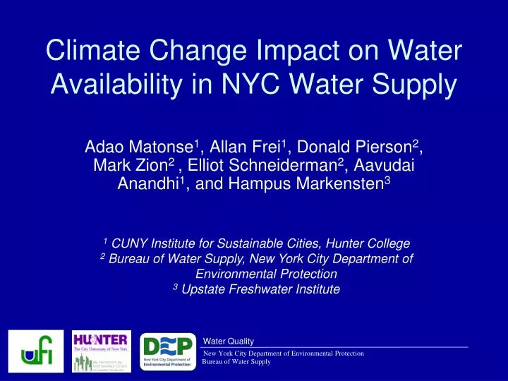 climate change and water availability climate change and water availability