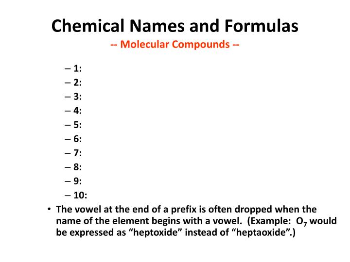 Ppt Chemical Names And Formulas Molecular Compounds Powerpoint Presentation Id7070047 2822