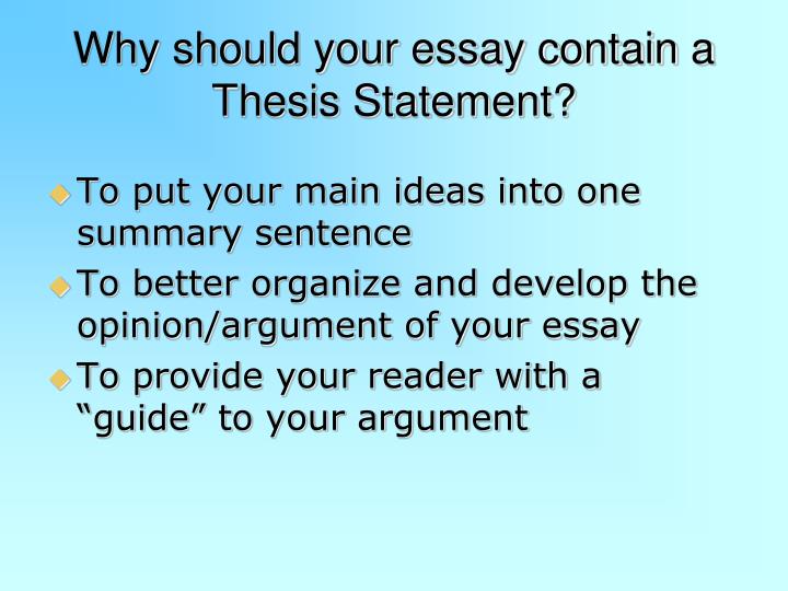 What a thesis should contain